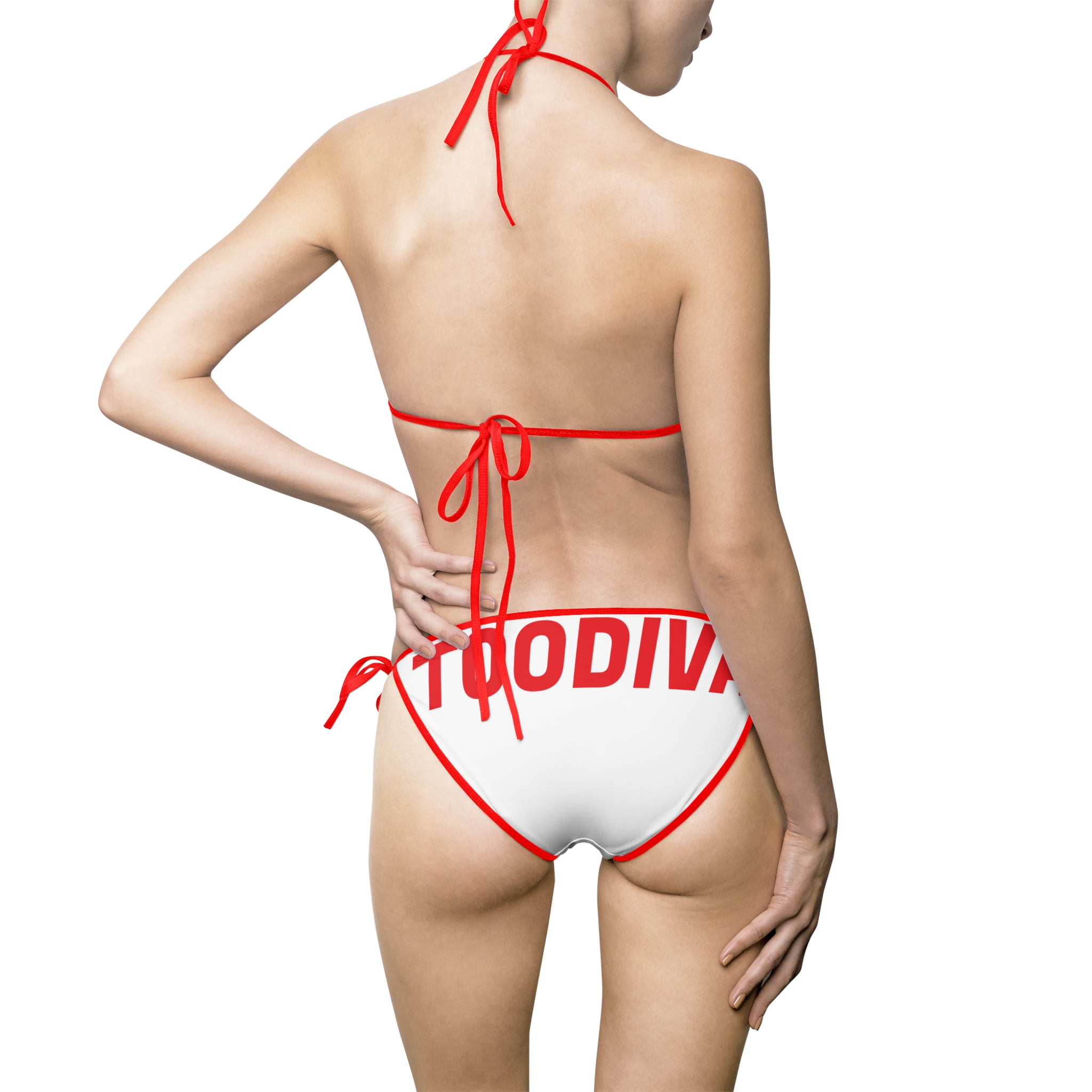 Women's Bikini Swimsuit White With Red Text - immagine 6