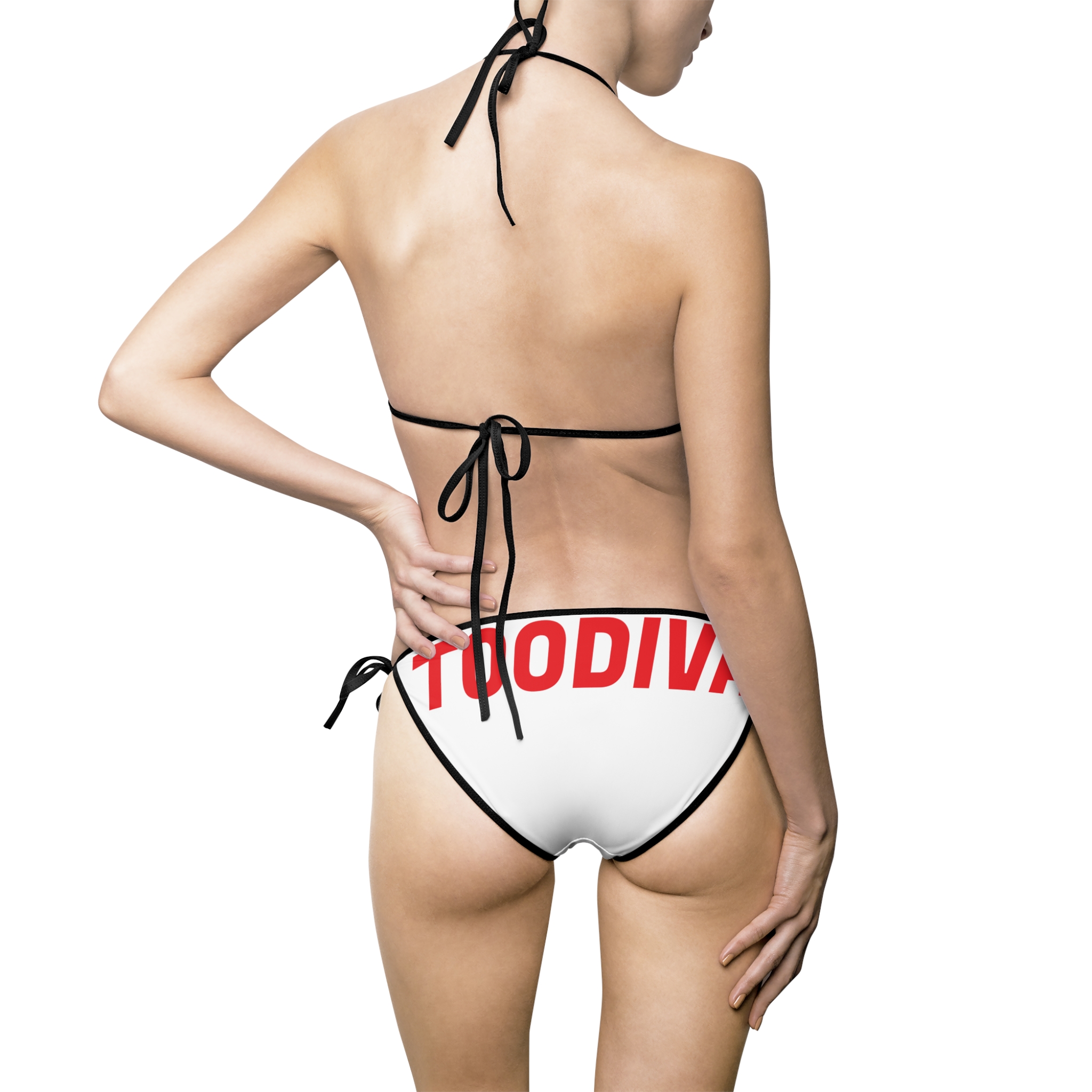 Women's Bikini Swimsuit White With Red Text - immagine 3